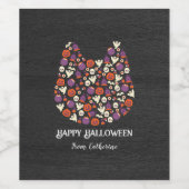 donker hout schattig hond kat Halloween feest uitn Wijn Etiket (Enkel label)