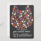 Donker hout schattig hond kat Halloween party uitn Kaart (Voorkant)