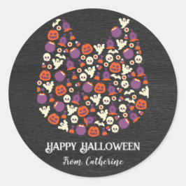 Donker hout schattig hond kat Halloween party uitn Ronde Sticker