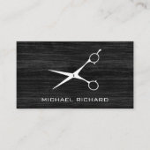 Donker Hout Staal Schaar Hair Stylist Professional Visitekaartje (Voorkant)