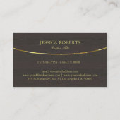 Donker hout textuur gouden streep accenten visitekaartje (Achterkant)