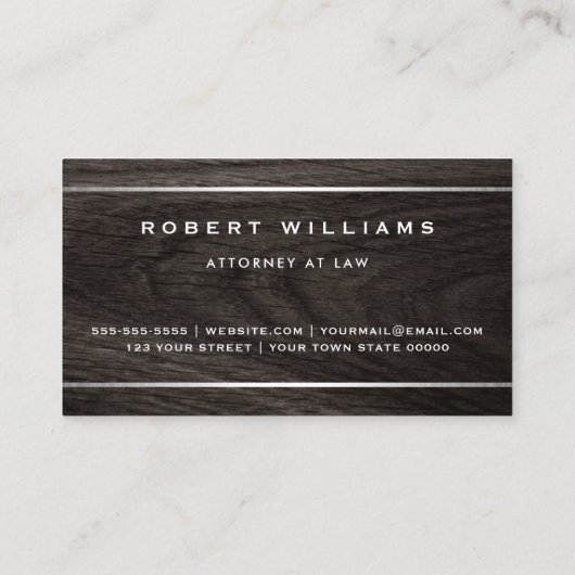 Donker hout zilver grenst masculinair professionee visitekaartje (Achterkant)