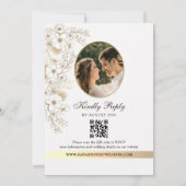 Donker Houten Monogram Foto QR Bruiloft Kaart (Achterkant)