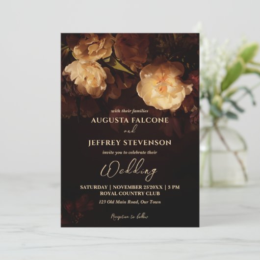 Donker humeurig  alles in één bruiloft kaart (Staand voorkant)