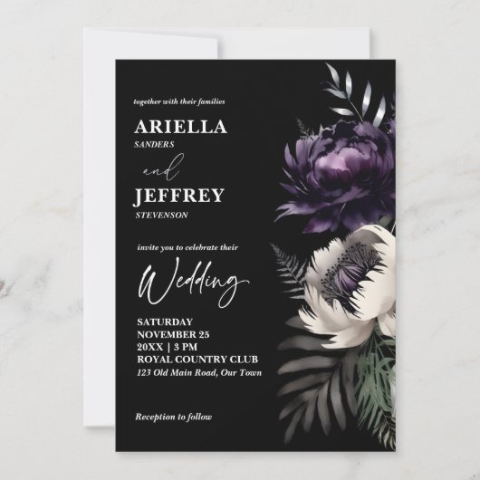 Donker humeurig alles in één bruiloft sjabloon kaart (Voorkant)