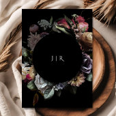 Donker humeurig bruiloft paarse bloemen zwart goud kaart