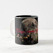 Donker humeurig elegant tweekleurige koffiemok (Voorkant links)