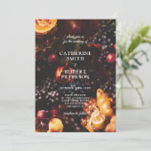 Donker humeurig elegante bordeaux fruit bruiloft kaart (Staand voorkant)