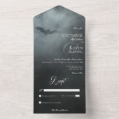 Donker humeurig middernacht vleermuis & mist geen  all in one uitnodiging (Binnen)