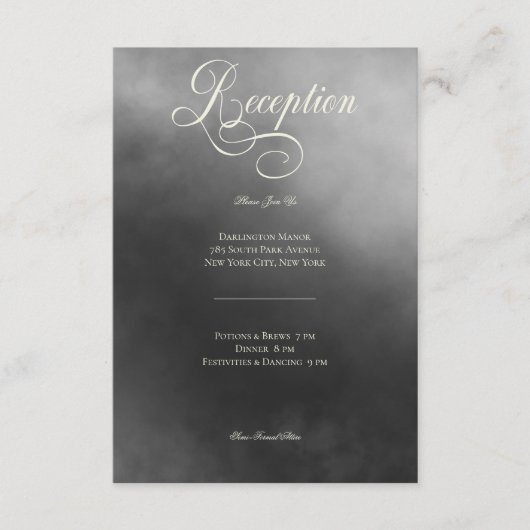 Donker humeurig middernacht zwart mist bruiloft re informatiekaartje (Voorkant)