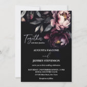 Donker humeurig noir elegant alles in één bruiloft kaart (Voorkant)