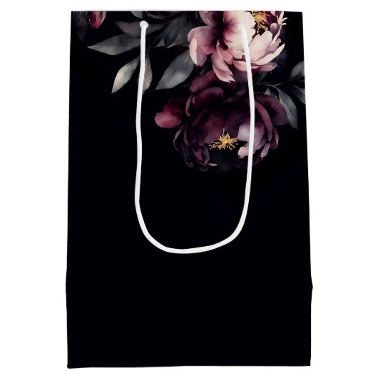 Donker humeurig noir elegante bordeaux pioenen gun medium cadeauzakje (Achterkant)