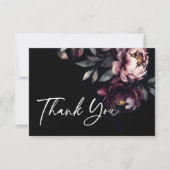 Donker humeurig noir elegante bordeaux pioenrozen bedankkaart (Voorkant)
