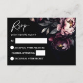 Donker humeurig noir elegante bruiloft RSVP-kaart Informatiekaartje (Voorkant)