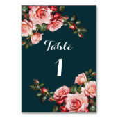 Donker humeurig roze en rode rozen blauwgroen brui kaart (Achterkant)