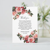 Donker humeurig roze en rode rozen bruiloft bedankkaart (Staand voorkant)