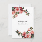 Donker humeurig roze en rode rozen bruiloft bedankkaart (Achterkant)