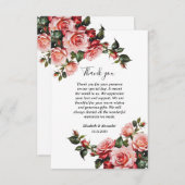 Donker humeurig roze en rode rozen bruiloft bedankkaart (Voorkant / Achterkant)