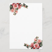 Donker humeurig roze en rode rozen bruiloft menu (Achterkant)