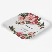 Donker humeurig roze en rode rozen bruiloft papieren bordje (Gebogen)