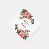 Donker humeurig roze en rode rozen bruiloft servet (Hoek)