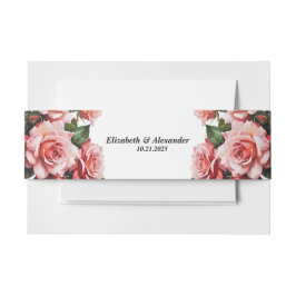 Donker humeurig roze en rode rozen bruiloft uitnodigingen wikkel