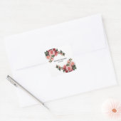 Donker humeurig roze en rode rozen bruiloft vierkante sticker (Envelop)