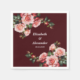 Donker humeurig roze en rode rozen kastanjebruin b servet