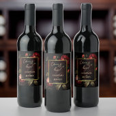 Donker humeurig  rozen gothic bruiloft wijn etiket