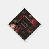 Donker humeurig  rozen monogram gedrukt servet (Hoek)