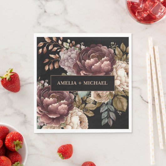 Donker humeurig waterverf bloemenbruiloftsfeest he servet (Insitu)