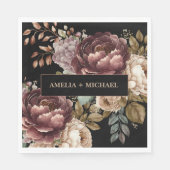 Donker humeurig waterverf bloemenbruiloftsfeest he servet (Voorkant)