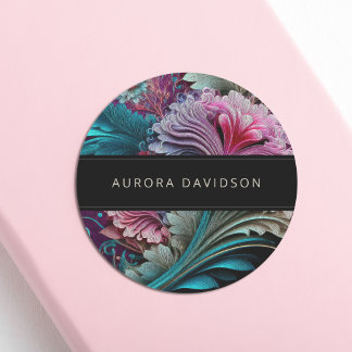 Donker humeurig waterverf bloemenzwart Gepersonali Ronde Sticker