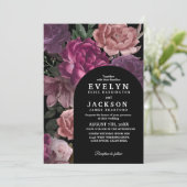 Donker humeurig Waterverf bloemenzwart Trouwen Kaart (Staand voorkant)
