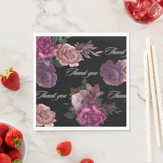 Donker humeurig waterverf bloemenzwart Vrijgezelle Servet (Insitu)