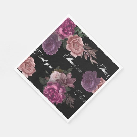 Donker humeurig waterverf bloemenzwart Vrijgezelle Servet (Hoek)
