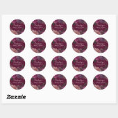 Donker humeurige bordeaux & blos bloemenbruiloft ronde sticker (Vel)