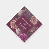 Donker humeurige bordeaux en paarse bloemenbruilof servet (Hoek)