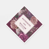 Donker humeurige bordeaux en paarse bloemenbruilof servet (Hoek)