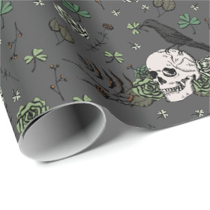 Donker Ierse St. Patrick's Day Klavers Bloemensche Cadeaupapier