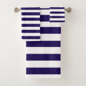 Donker indigo en wit strepenpatroon bad handdoek (Insitu)