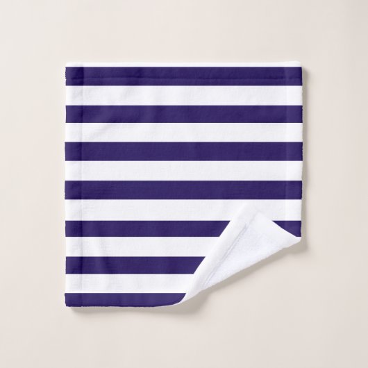 Donker indigo en wit strepenpatroon bad handdoek (Wasdoekje)