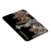 Donker is de nachtelijke Luminous Seattle Skyline Magneet (Rechterzijde)