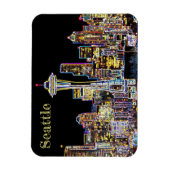 Donker is de nachtelijke Luminous Seattle Skyline Magneet (Verticaal)
