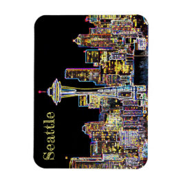 Donker is de nachtelijke Luminous Seattle Skyline Magneet