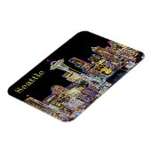 Donker is de nachtelijke Luminous Seattle Skyline Magneet (Linkerzijde)