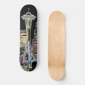 Donker is de nachtelijke Luminous Seattle Skyline Persoonlijk Skateboard (Voorkant)