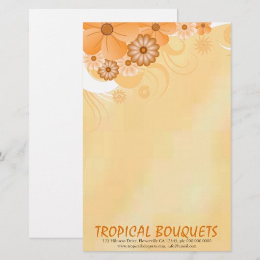 Donker Ivoor Goud Hibiscus Bloemist Schrijfpapier Briefpapier (Voorkant / Achterkant)