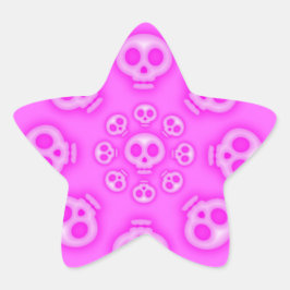 Donker Katoen Snoep Roze Schedel Star sticker