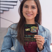 Donker kikkerachtig thema eerste verjaardagsfeestj kaart